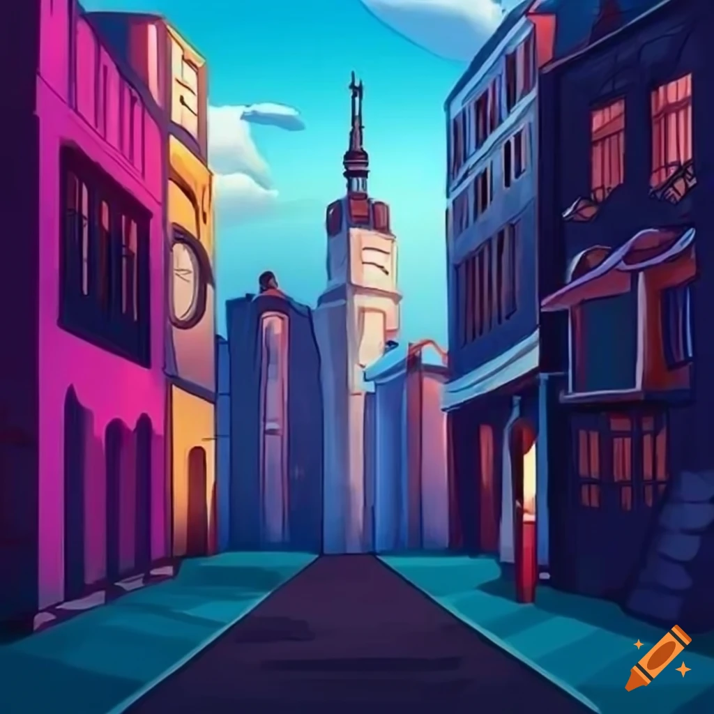 cartoon style neighborhood