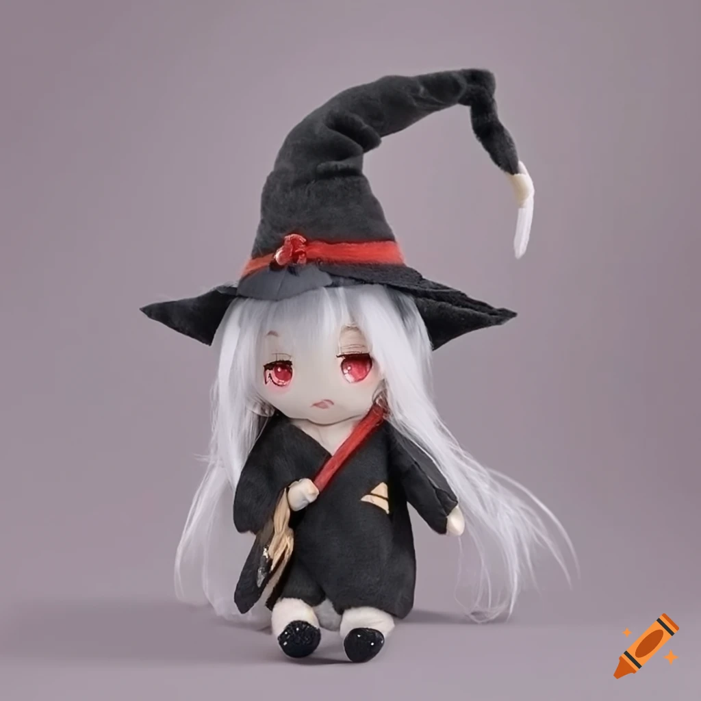 illustration of a cute witch plush doll