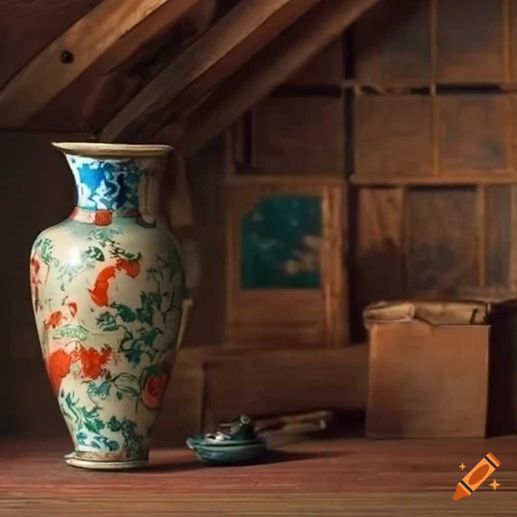 attic scene with antique items on the floor