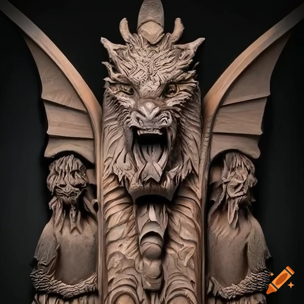 detailed carving of a moth in architectural style