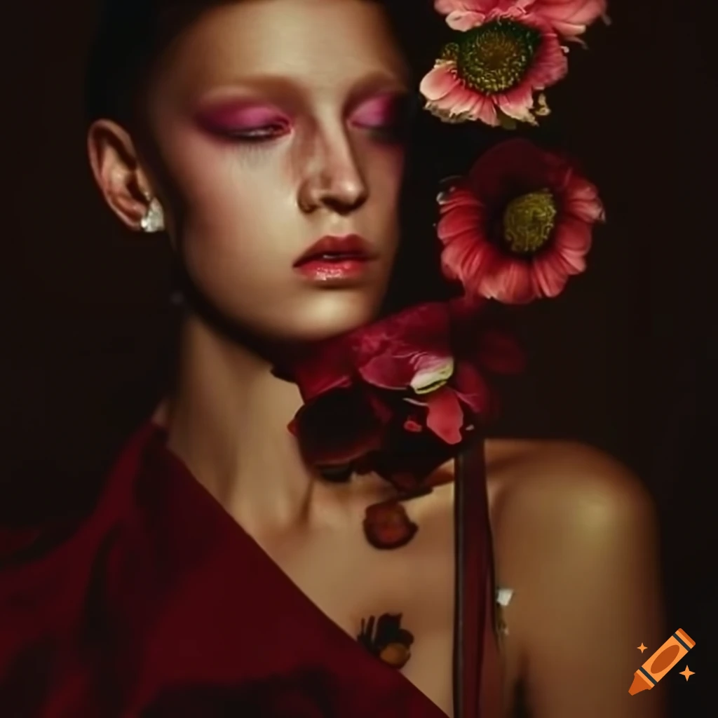 Eastern European Woman With Corn Flowers And Red Poppy In Her Hair On eastern-european-woman-with-corn-flowers-and-red-poppy-in-her-hair-on