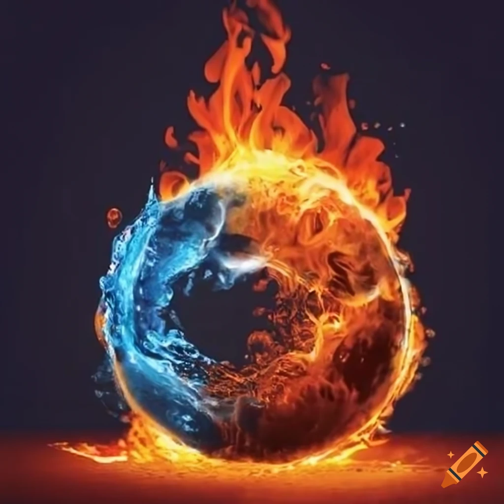 artistic representation of fire and water