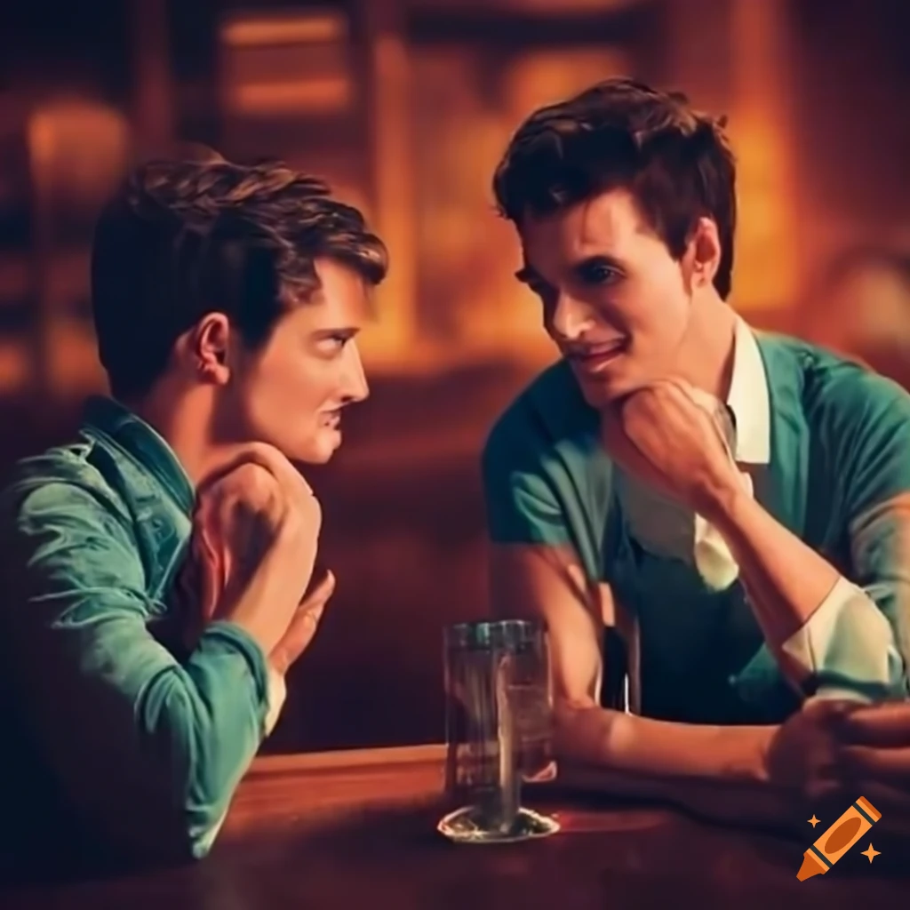 men flirting at a bar