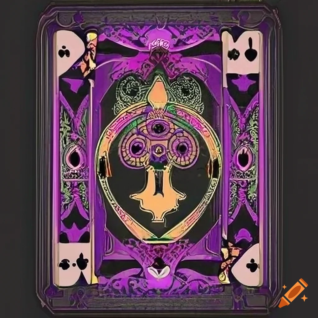 retro Tarot playing card with black and purple frame