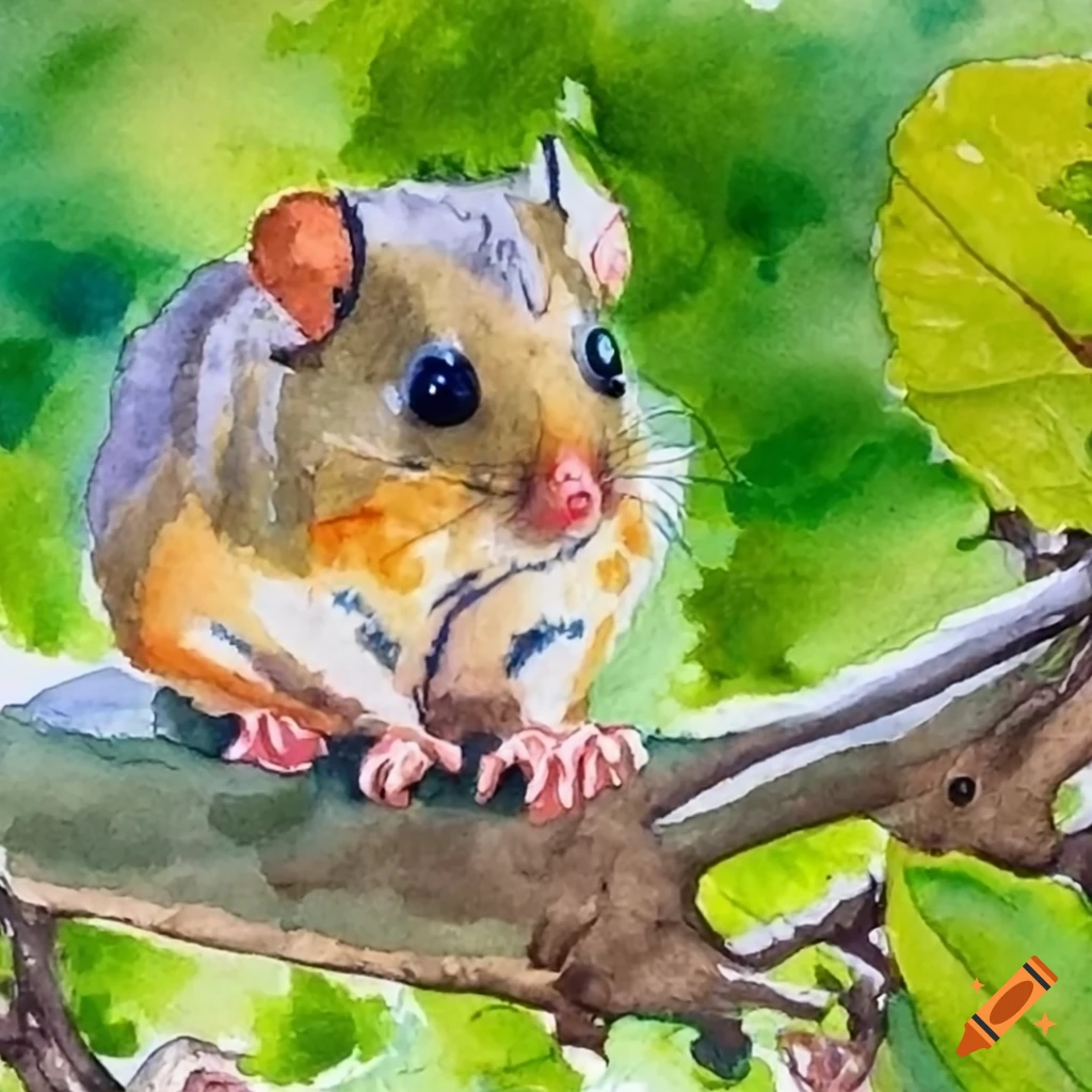 garden dormouse in a sunny orchard