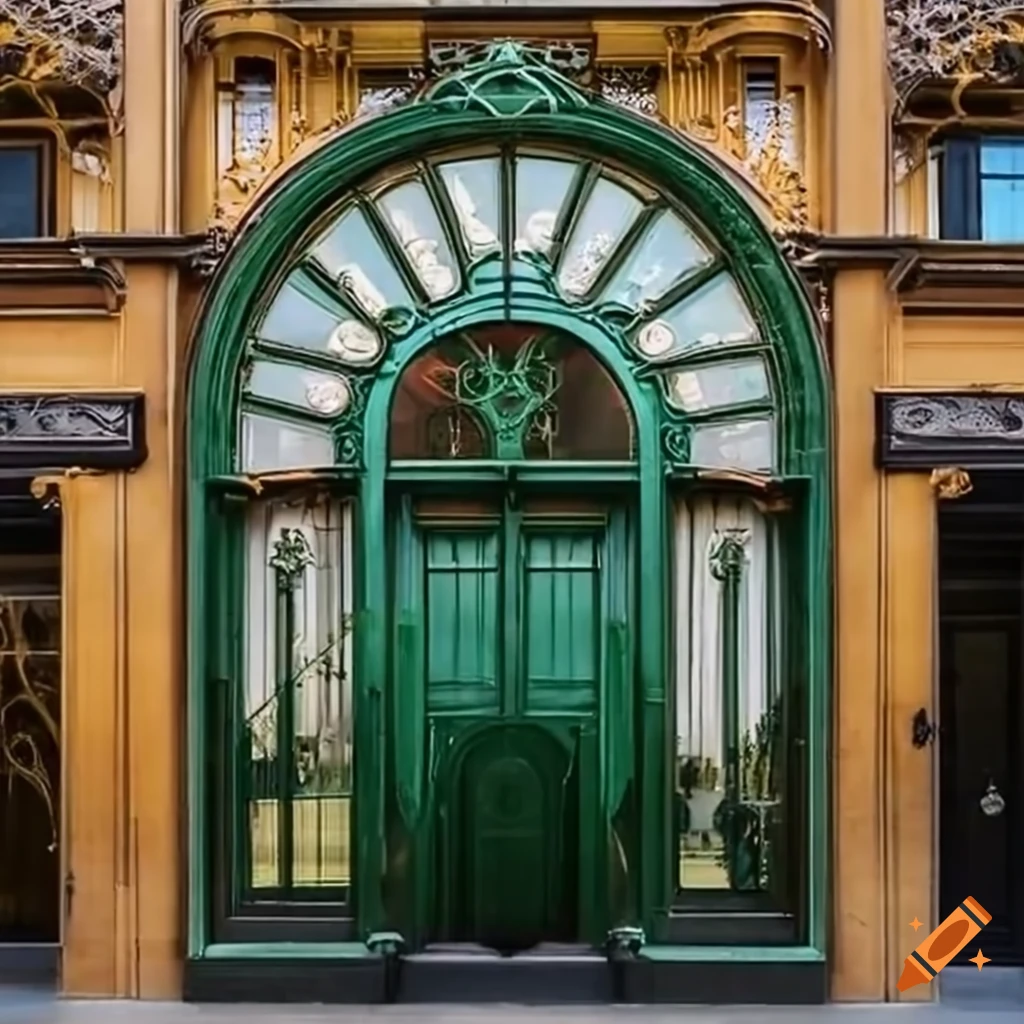art nouveau storefront with intricate architectural design