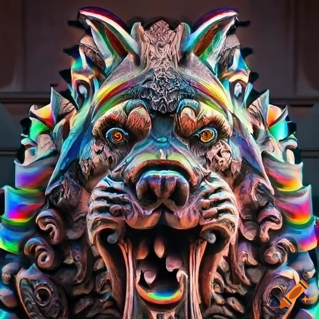 stunning moth werewolf carving