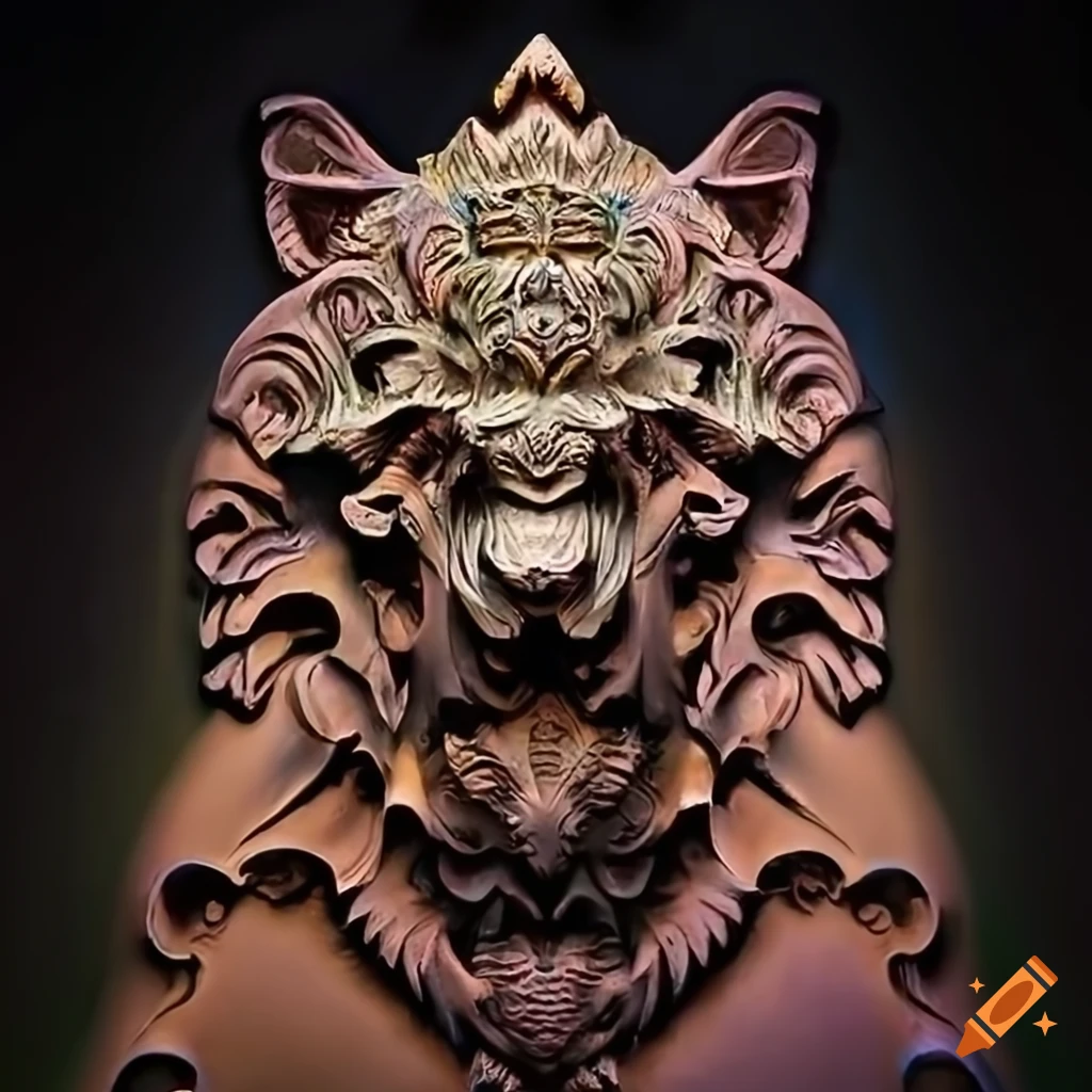 prismatic carving of a moth werewolf