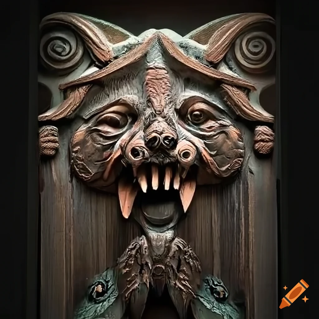 😡 Stunning moth werewolf carving in architectural style