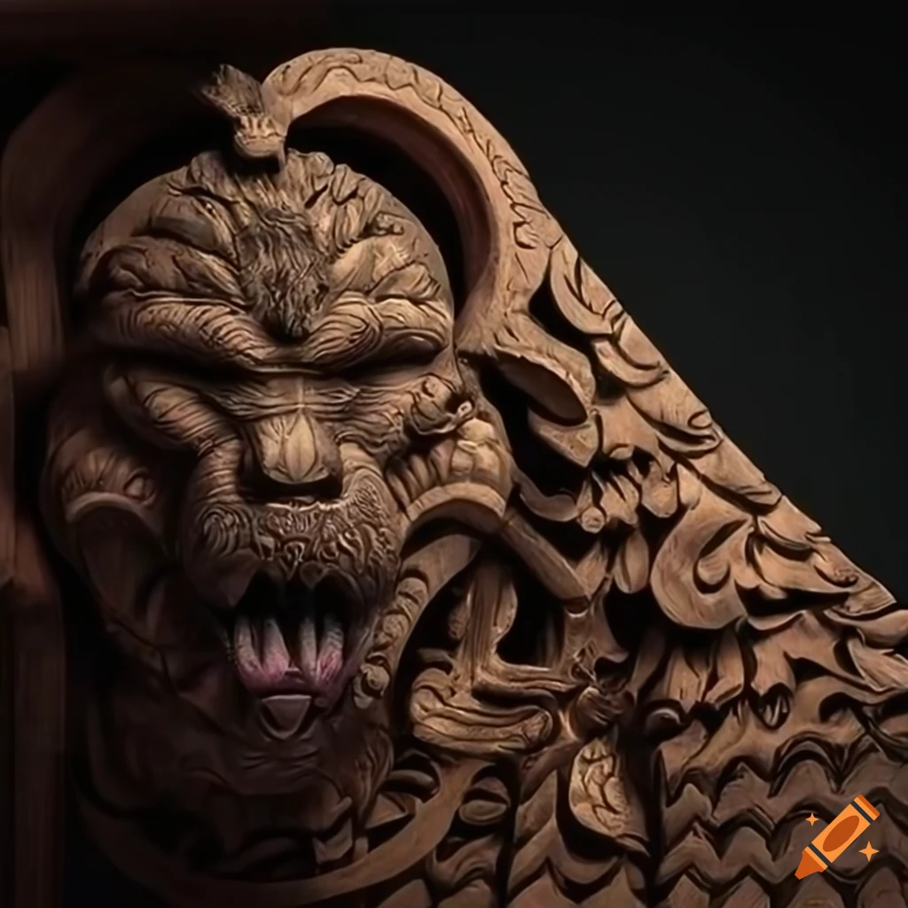 detailed carving of a moth in architectural style