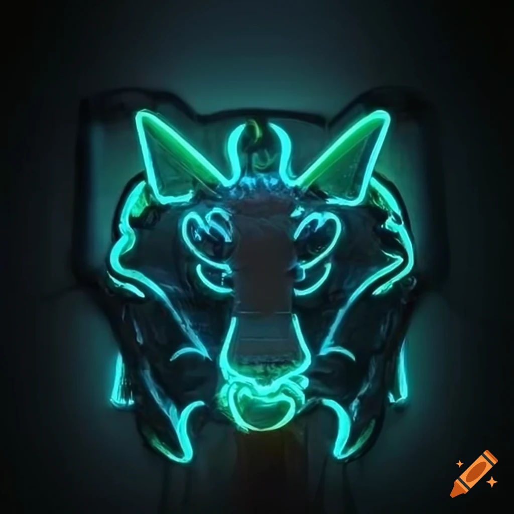 neon sign with architectural stave carving style