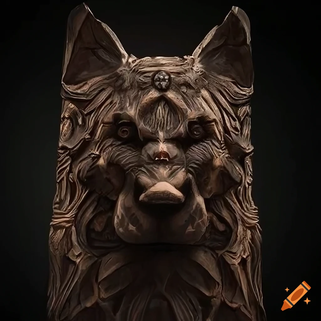 stunning moth werewolf carving