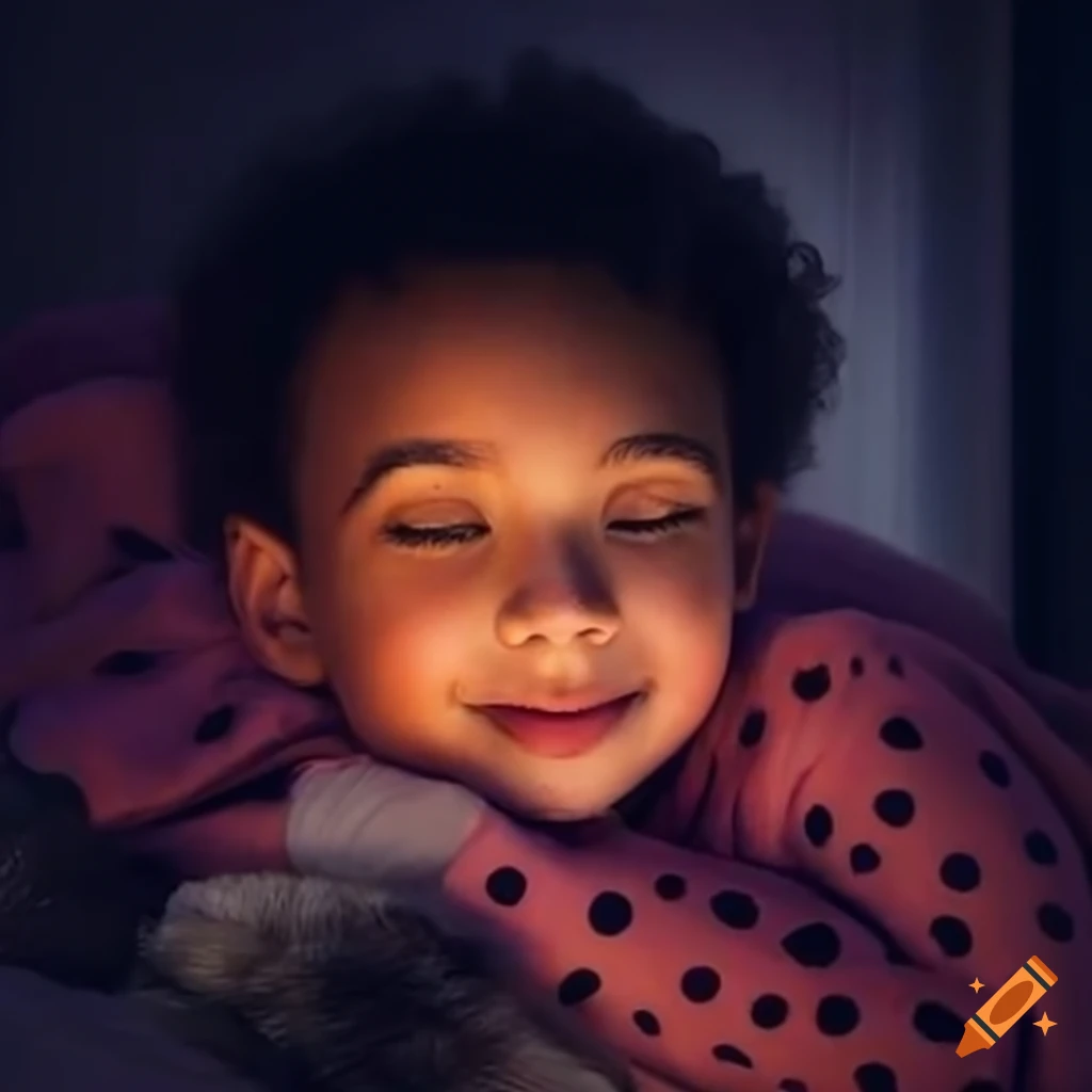 illustration of a sleeping boy dreaming happily