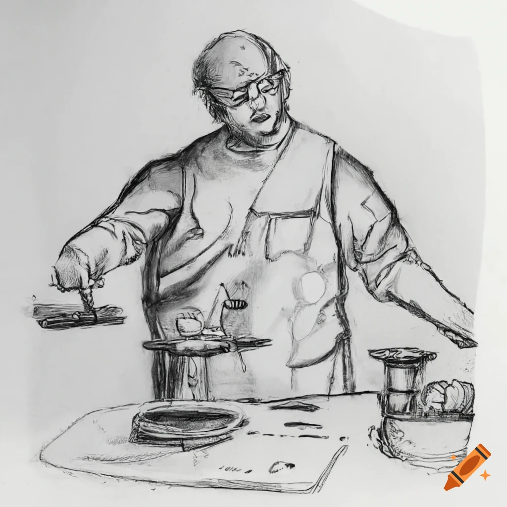 detailed illustration of a bartender working