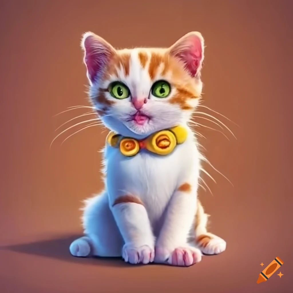 adorable red and white kitten with a visitor badge