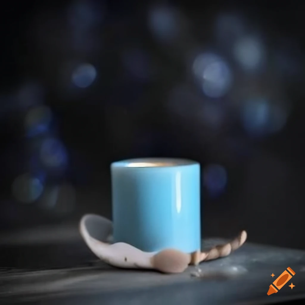 baby blue ceramic candle jar with wooden wicks