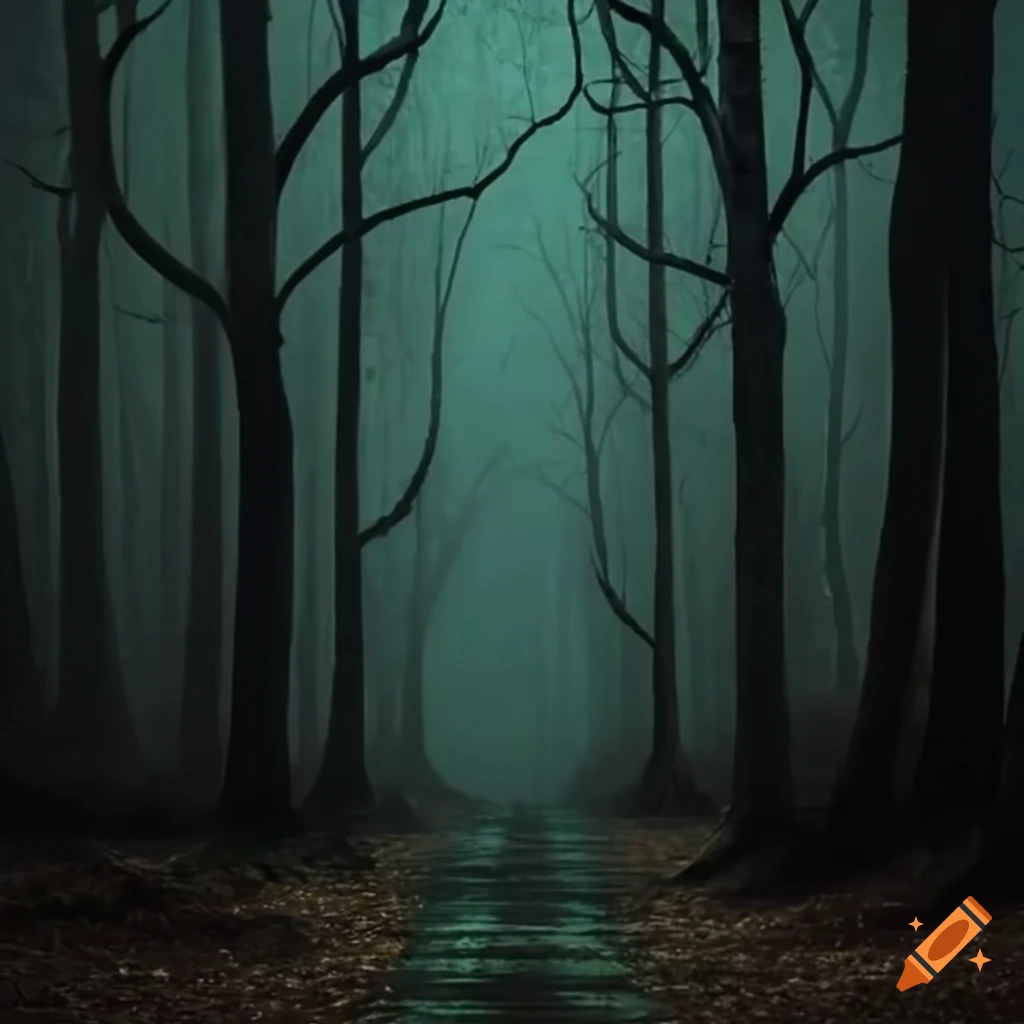 mysterious path through a dark forest