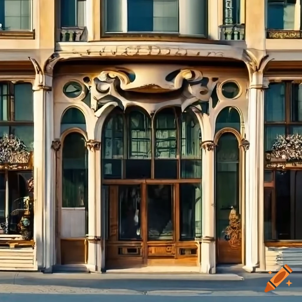 art nouveau storefront with intricate architectural design