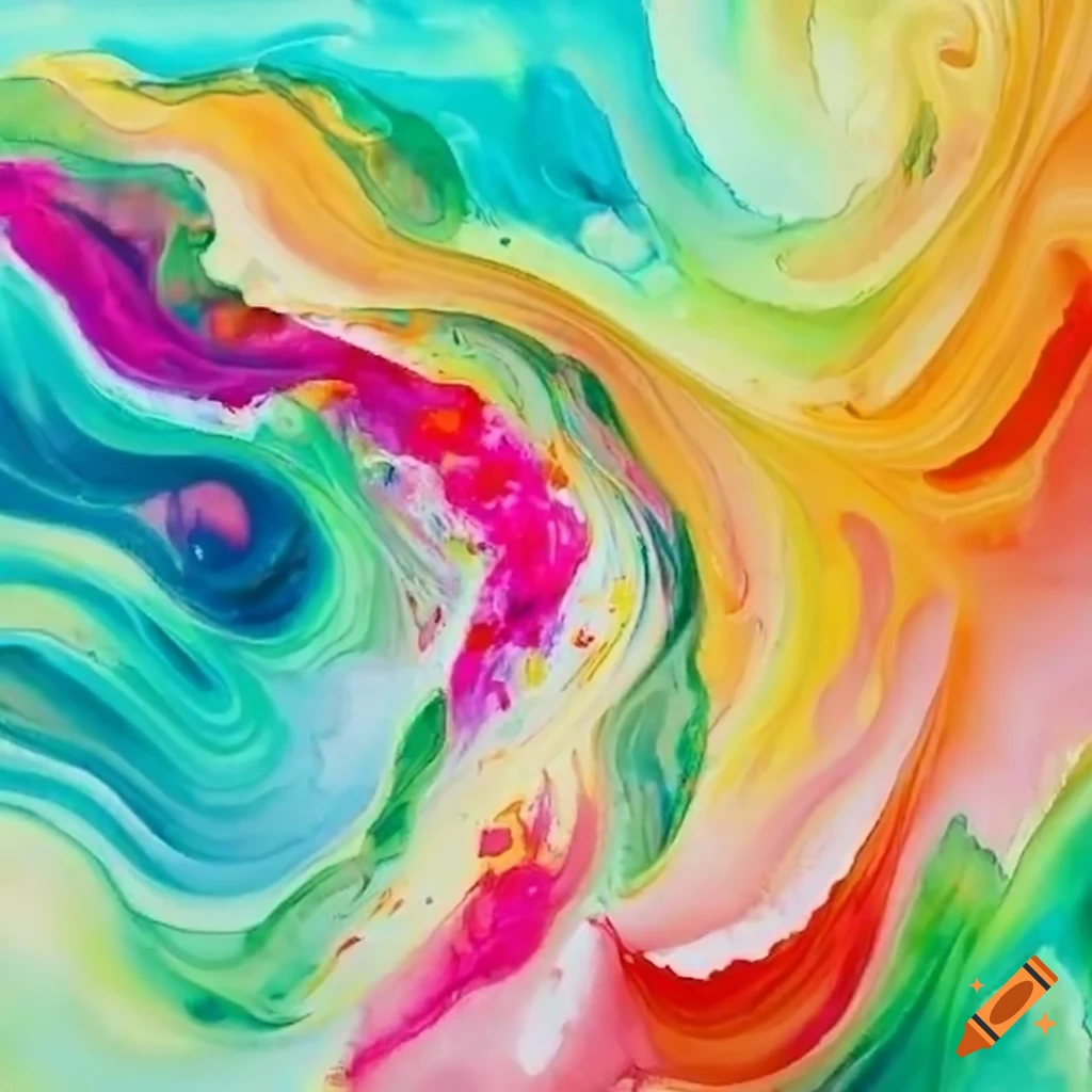 swirling flow of spring colors in watercolor