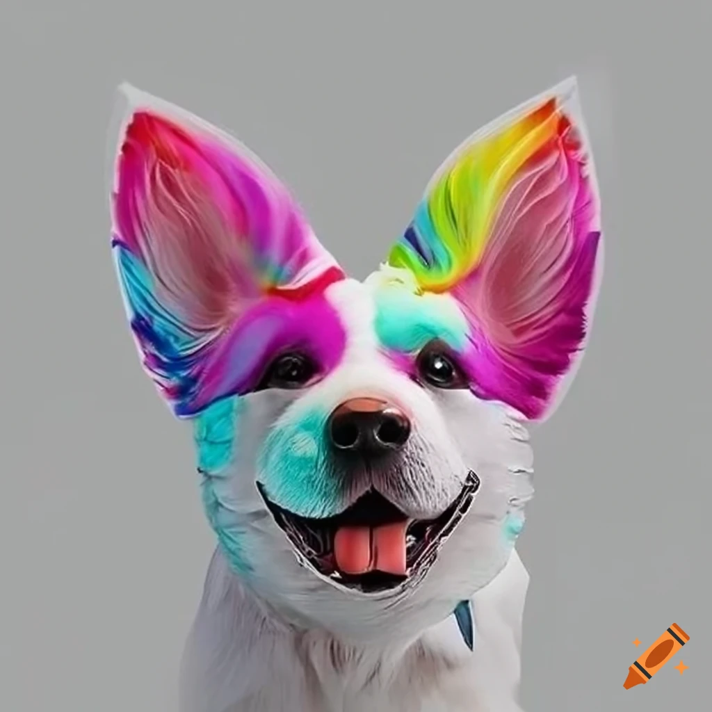 white dog head fan with multicolored speed settings