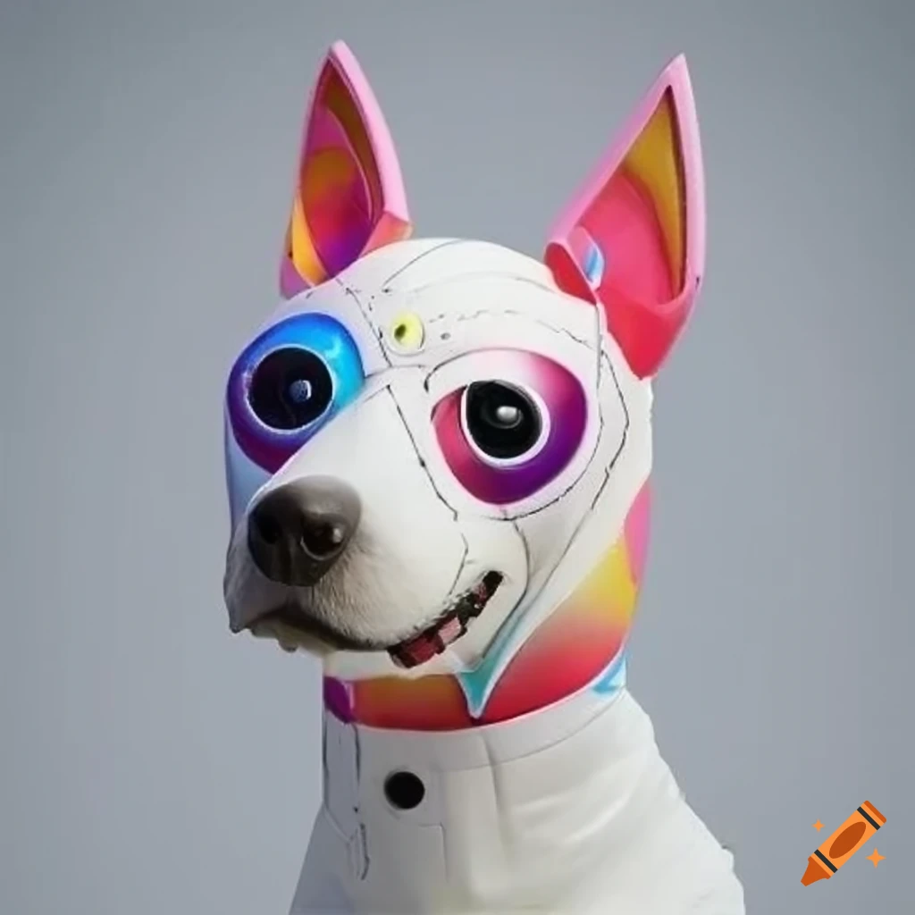 white dog head fan with multicolored speed settings