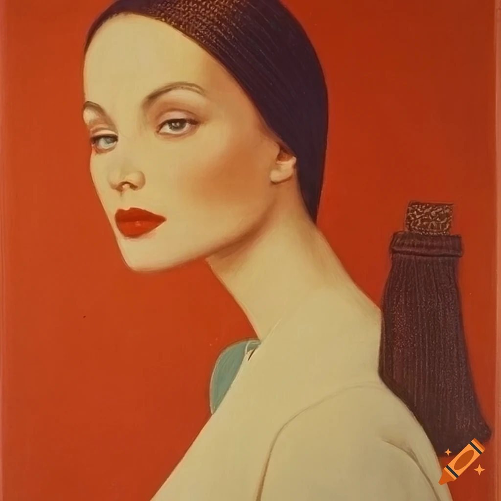 vibrant painting of a stylish French woman in winter