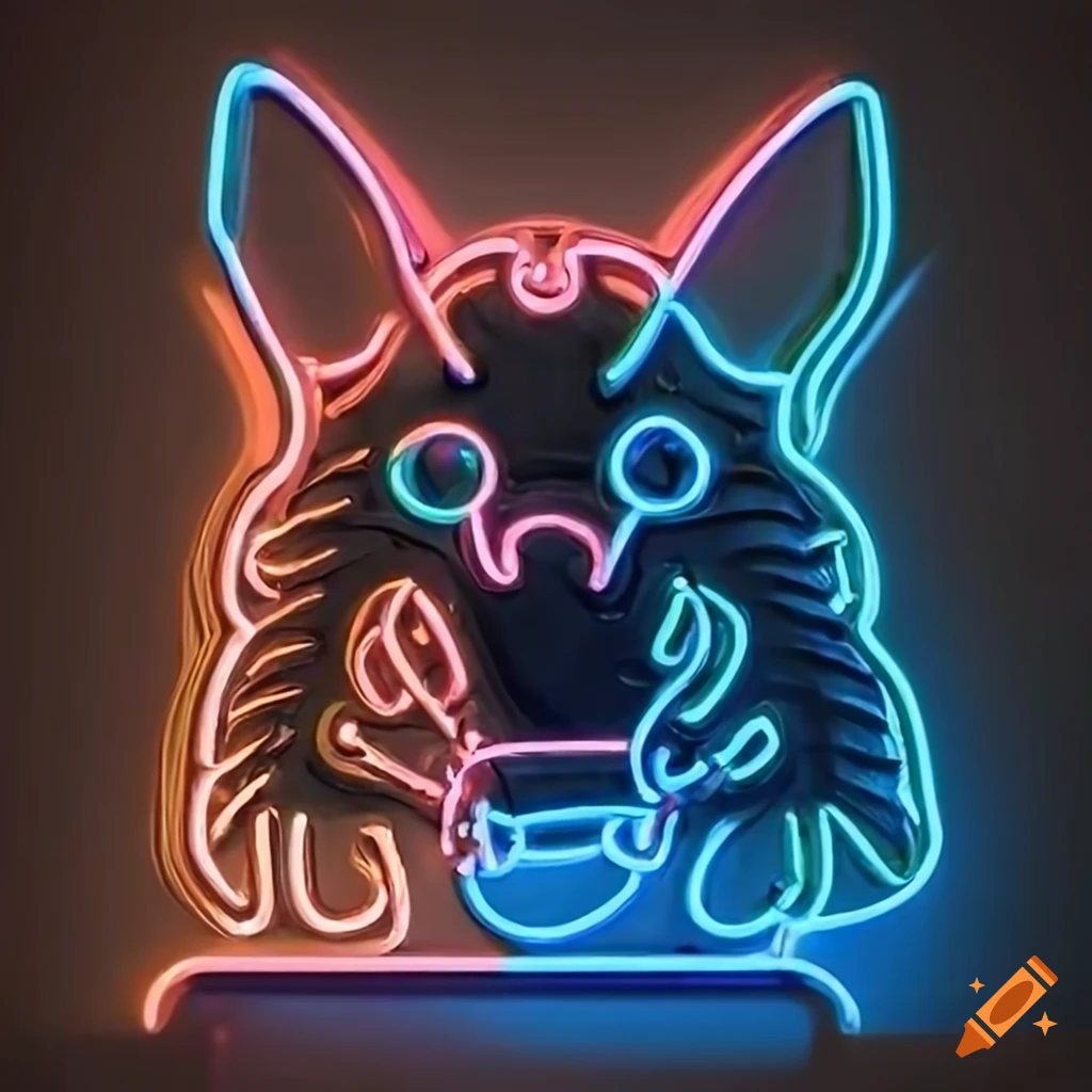 neon sign with architectural stave carving style