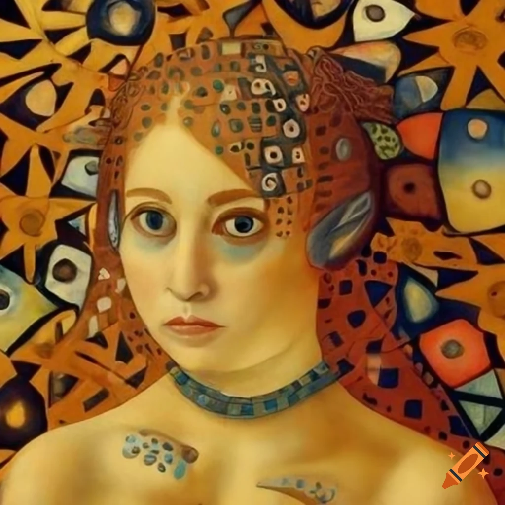 abstract art inspired by Brueghel and Klimt