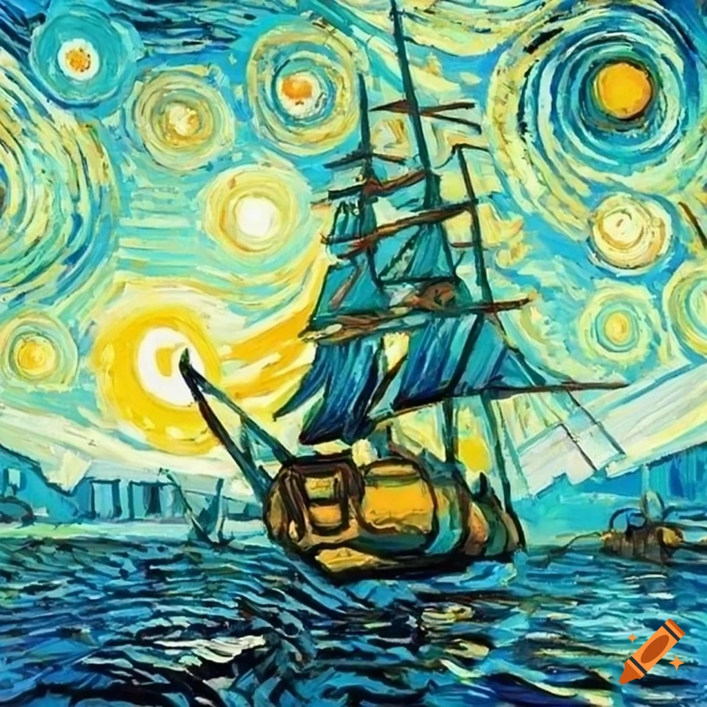 van Gogh-style painting of a WWII warbird
