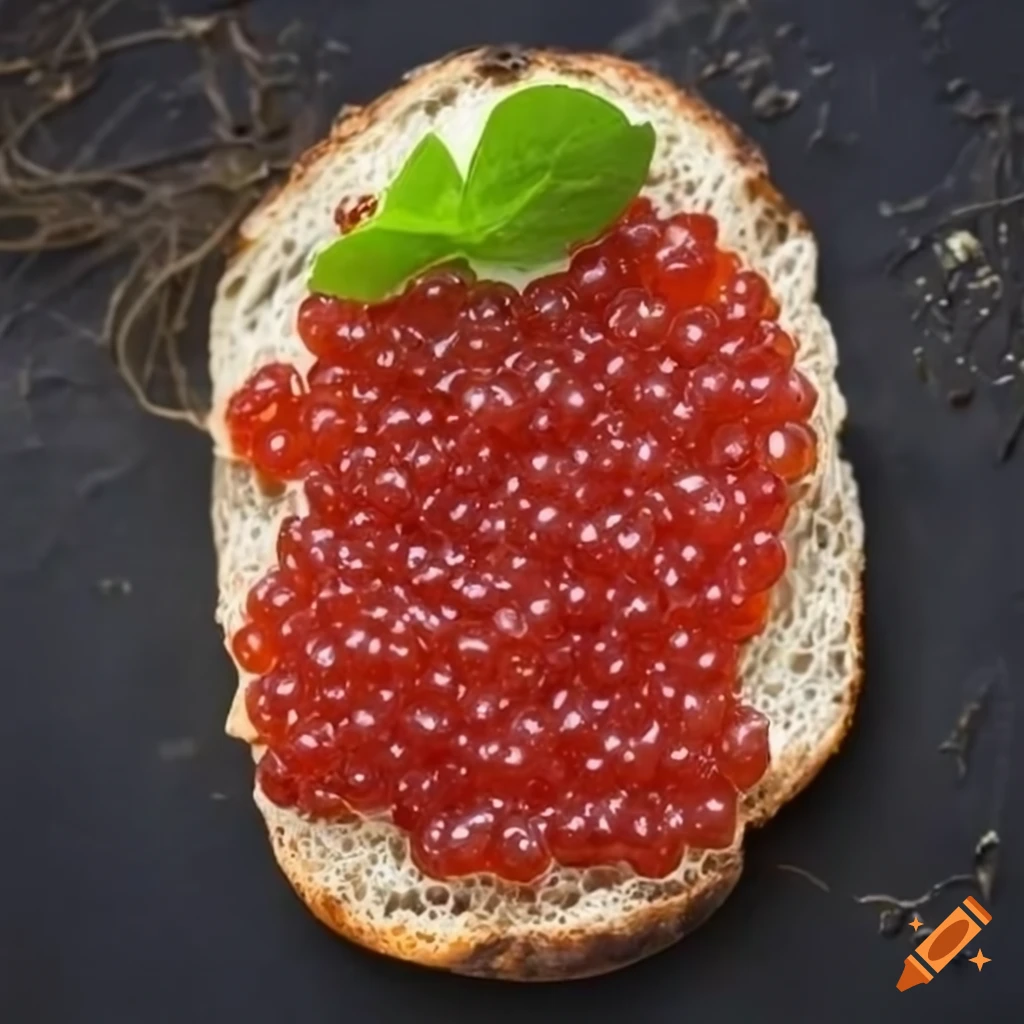 appetizing red caviar on bread