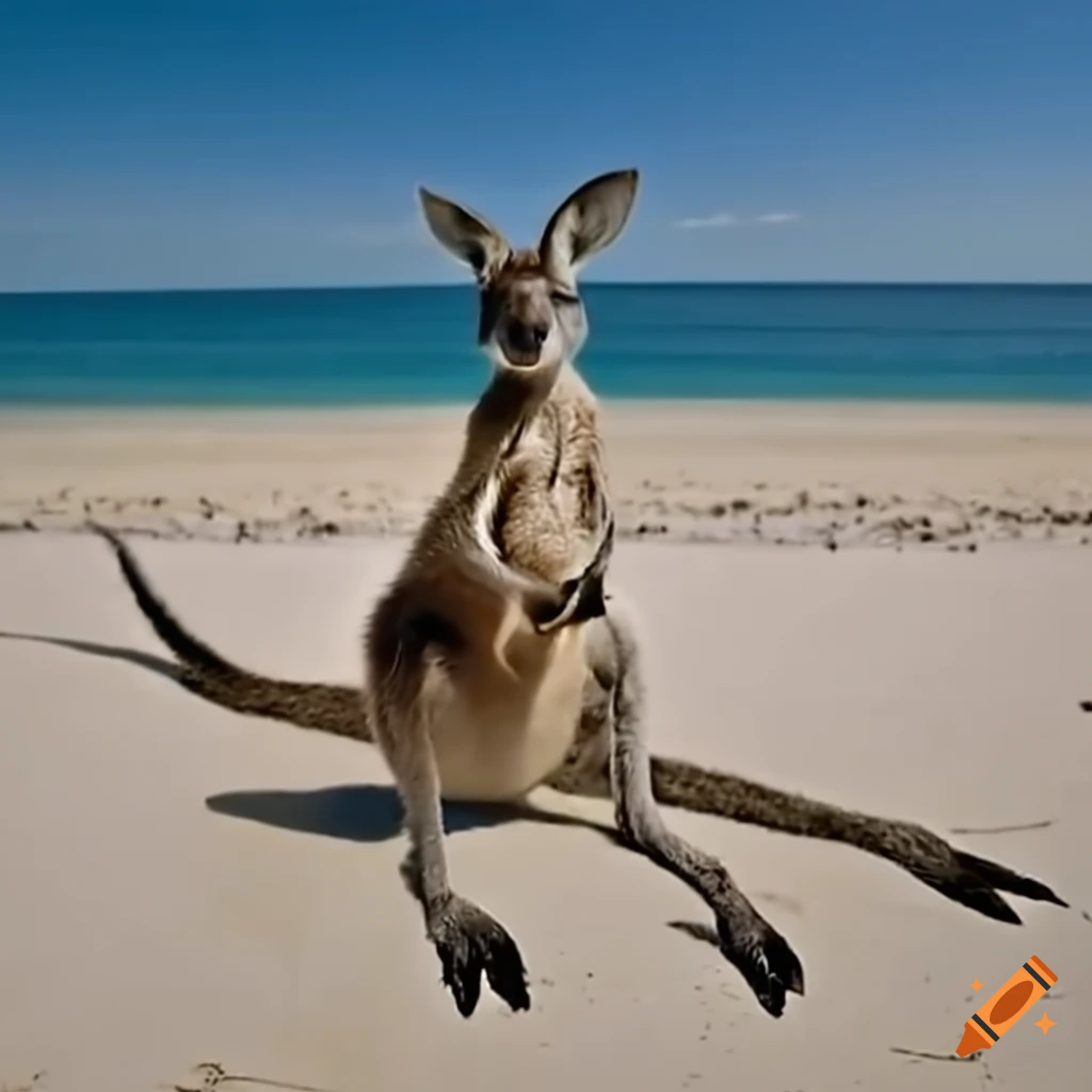 kangaroo relaxing on the beach