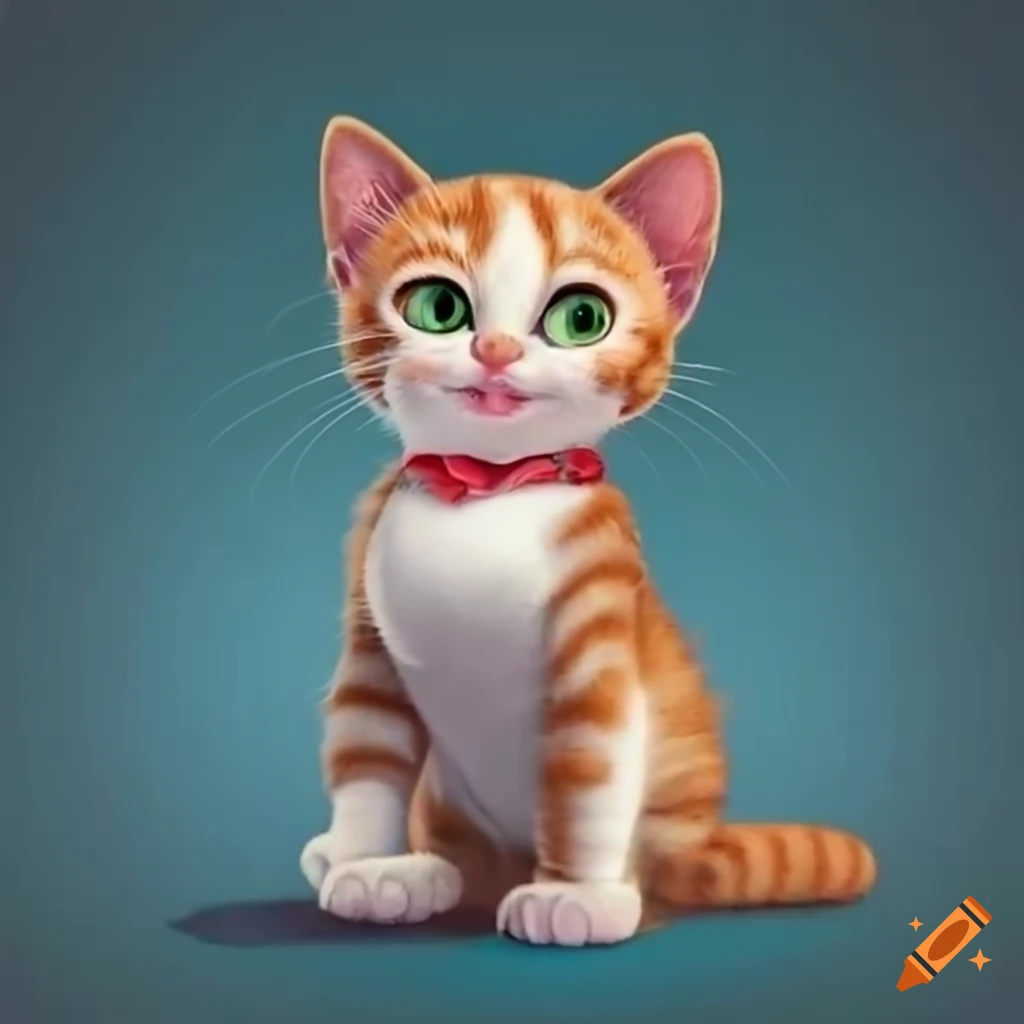 adorable red and white kitten with a visitor badge