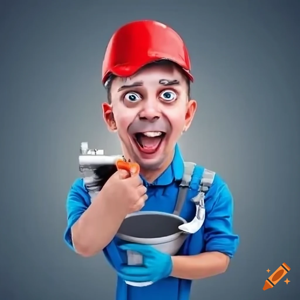 funny plumber fixing a toilet