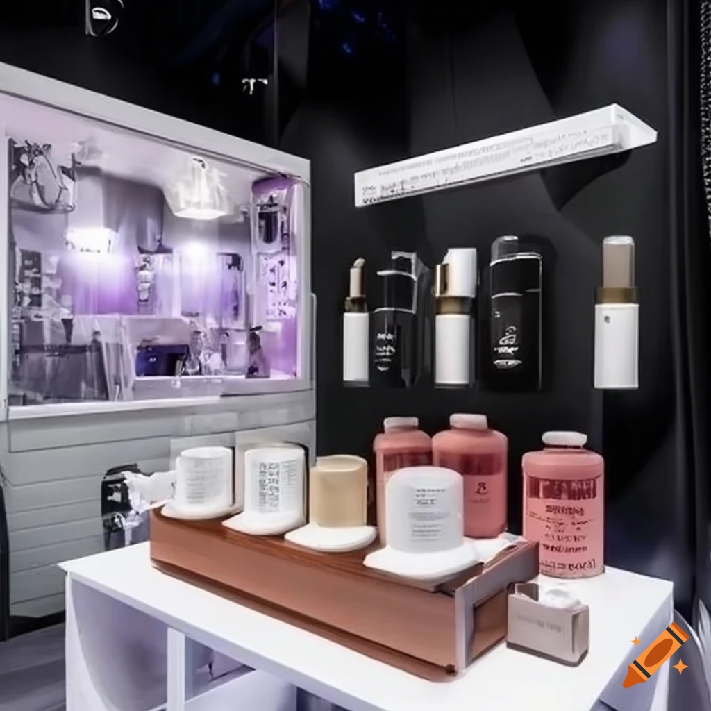 skincare booth showcasing featured products