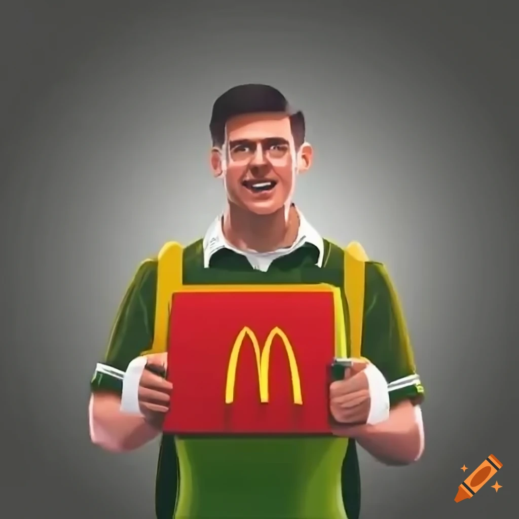 college student walking to work in McDonald's uniform