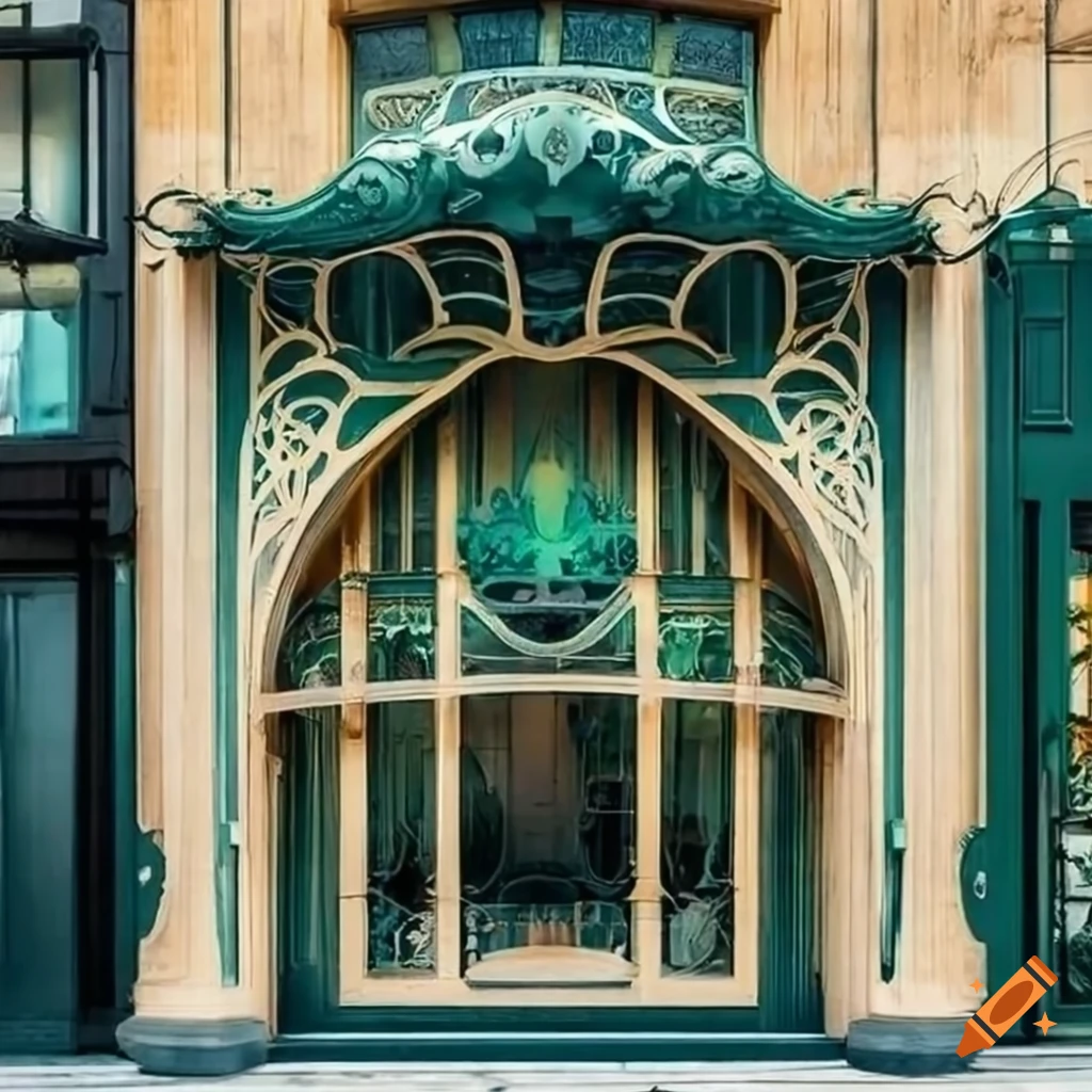art nouveau storefront with intricate details