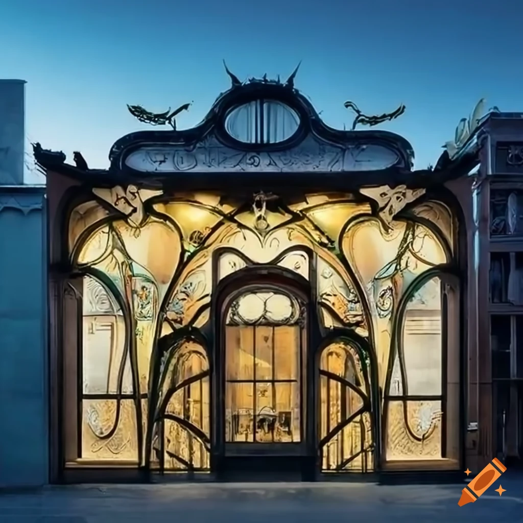 art nouveau storefront with intricate architectural details