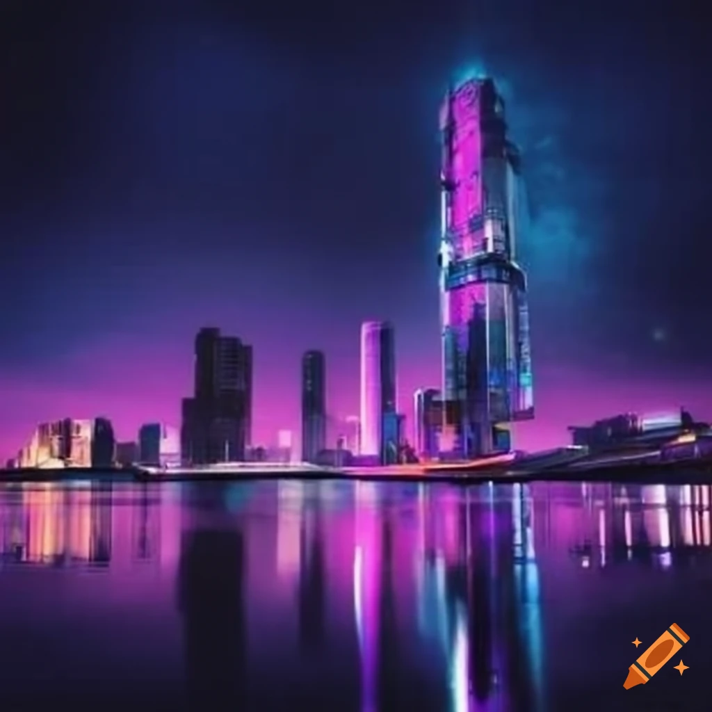 Cyberpunk Cityscape Of Porto Alegre s Orla Gasometro On Craiyon