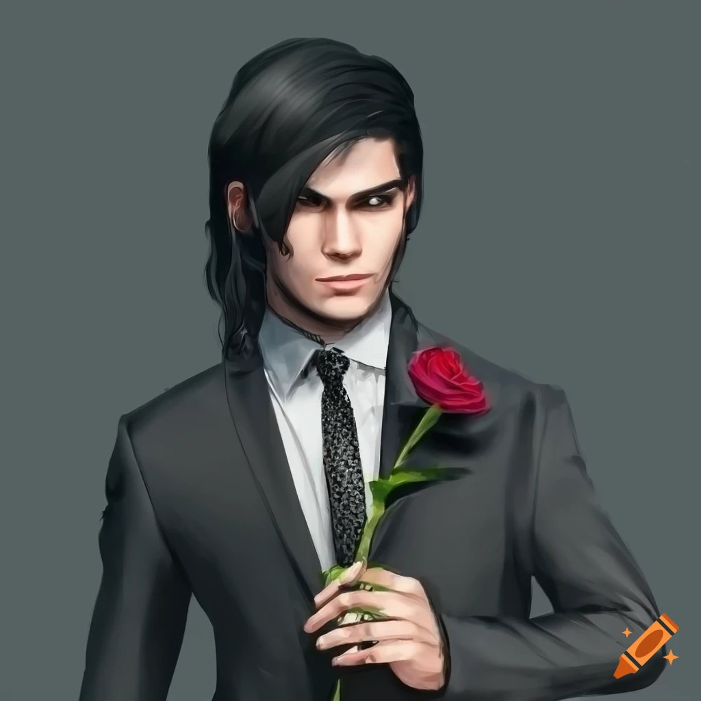 stylish man holding a rose