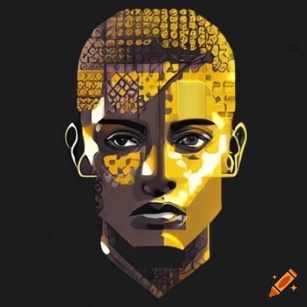 Abstract artwork of a golden computer with binary codes on Craiyon