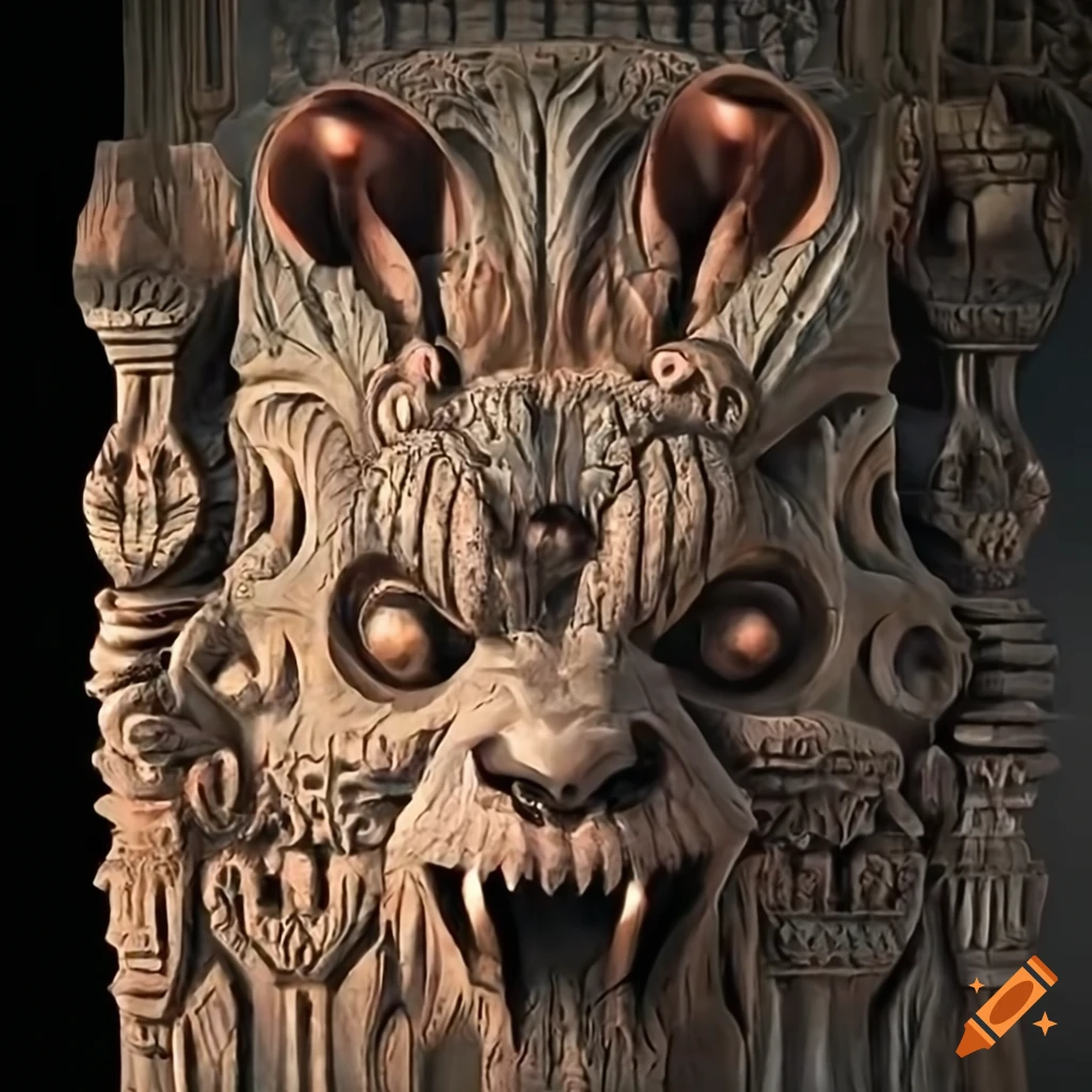 detailed architectural stave carving artwork