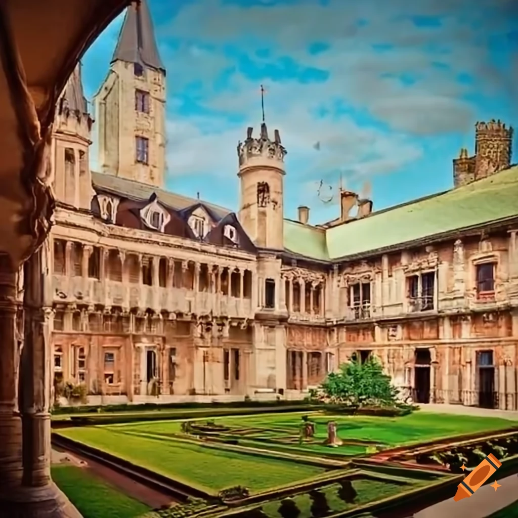 Image of a majestic castle courtyard on Craiyon