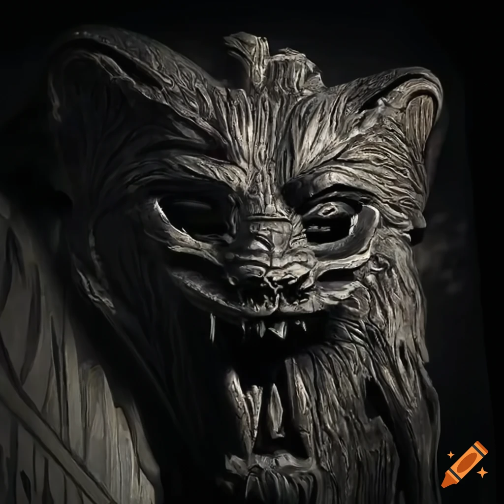carved moth in architectural stave style