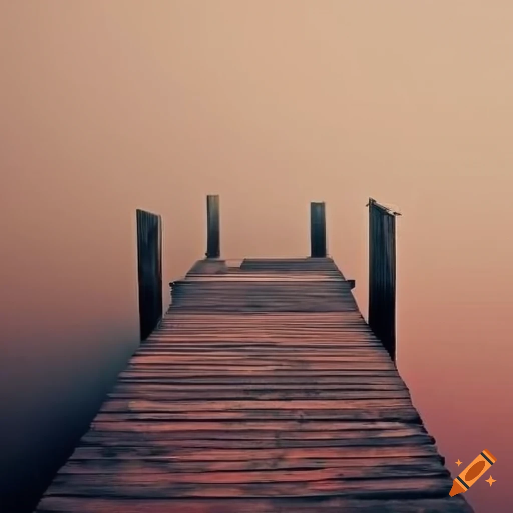 surreal image of a canoe on a foggy lake