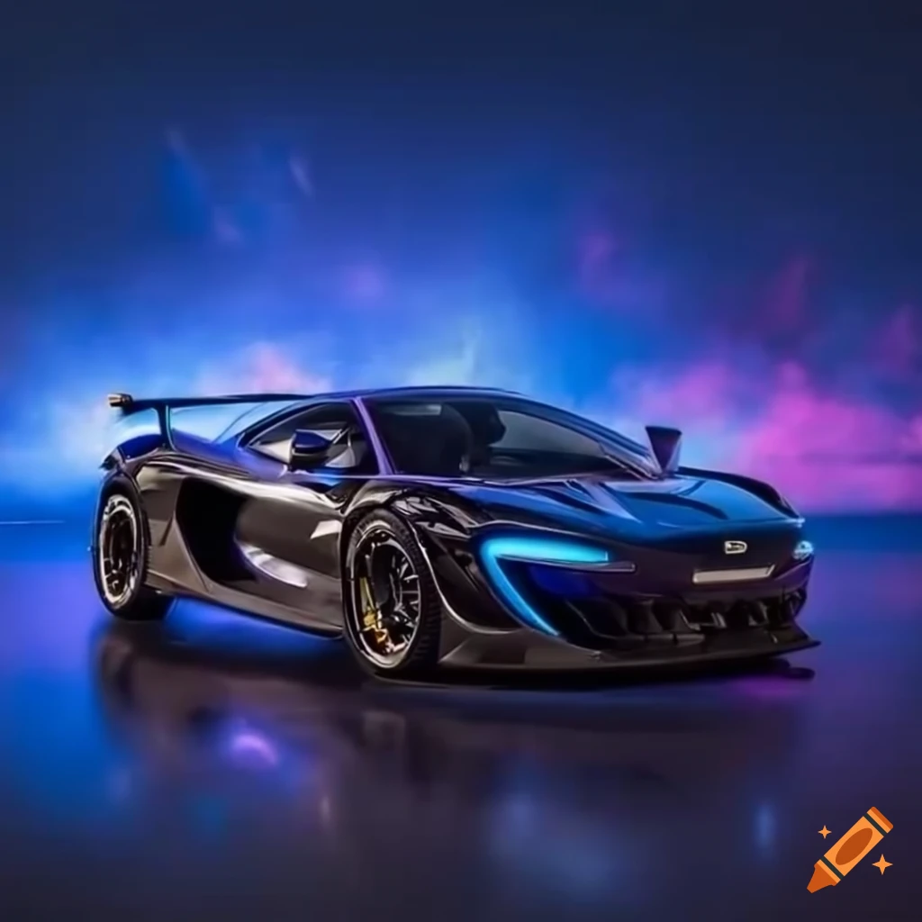 Futuristic Black And Blue Cyberpunk Mclaren Solus Gt On Craiyon