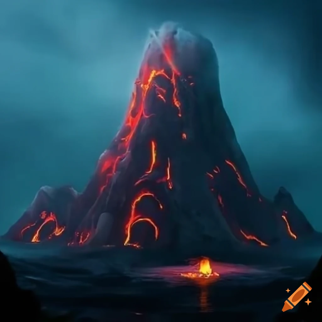 fantasy lava castle floating in the air