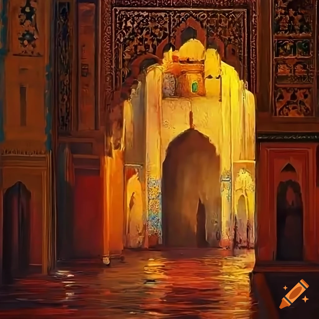 impressionist painting of a Moroccan mosque
