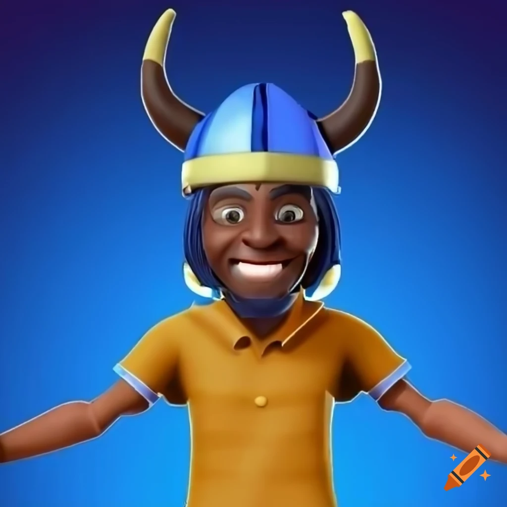 3d cartoon character with viking helmet on Craiyon