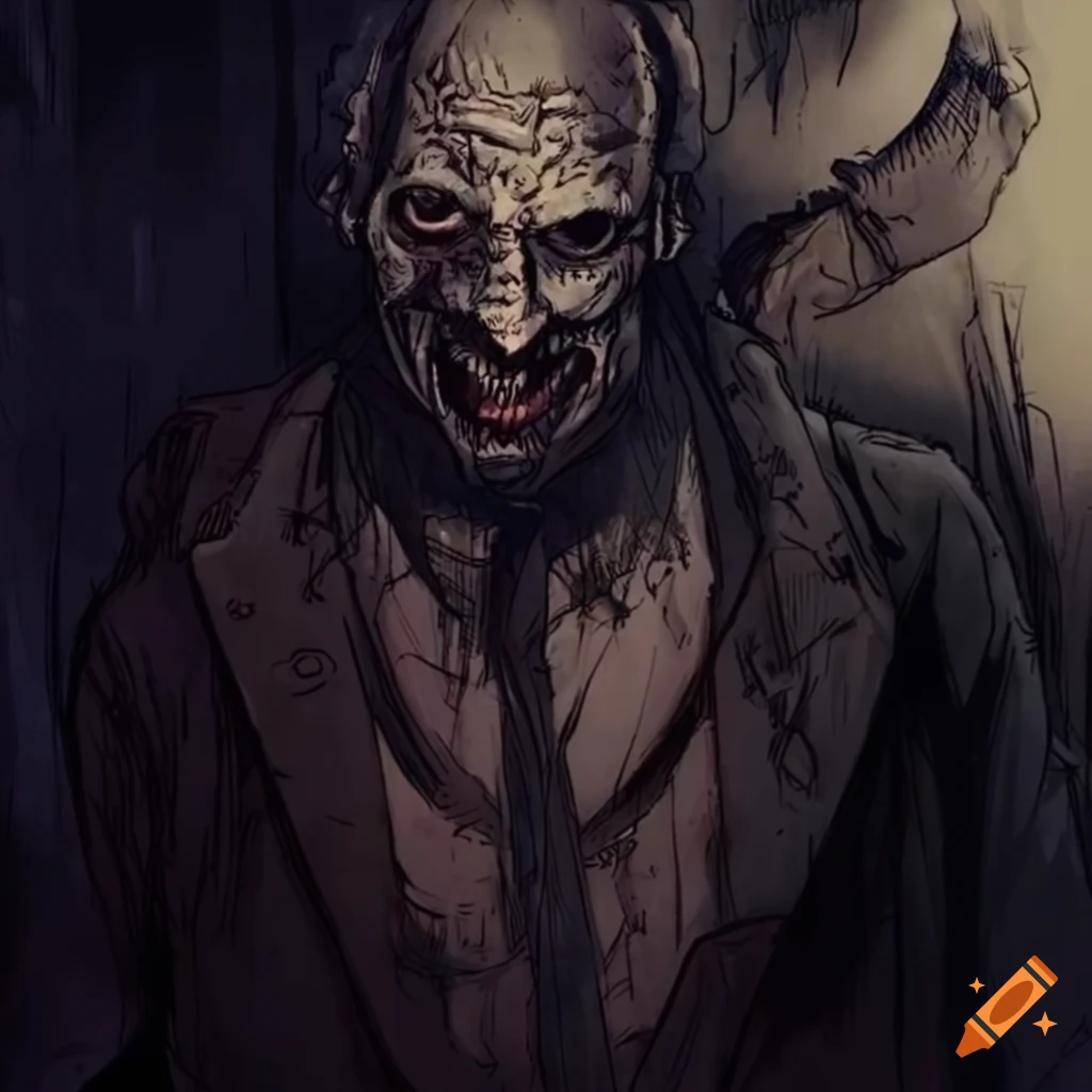 horror comic-style drawing of The Master from Fallout