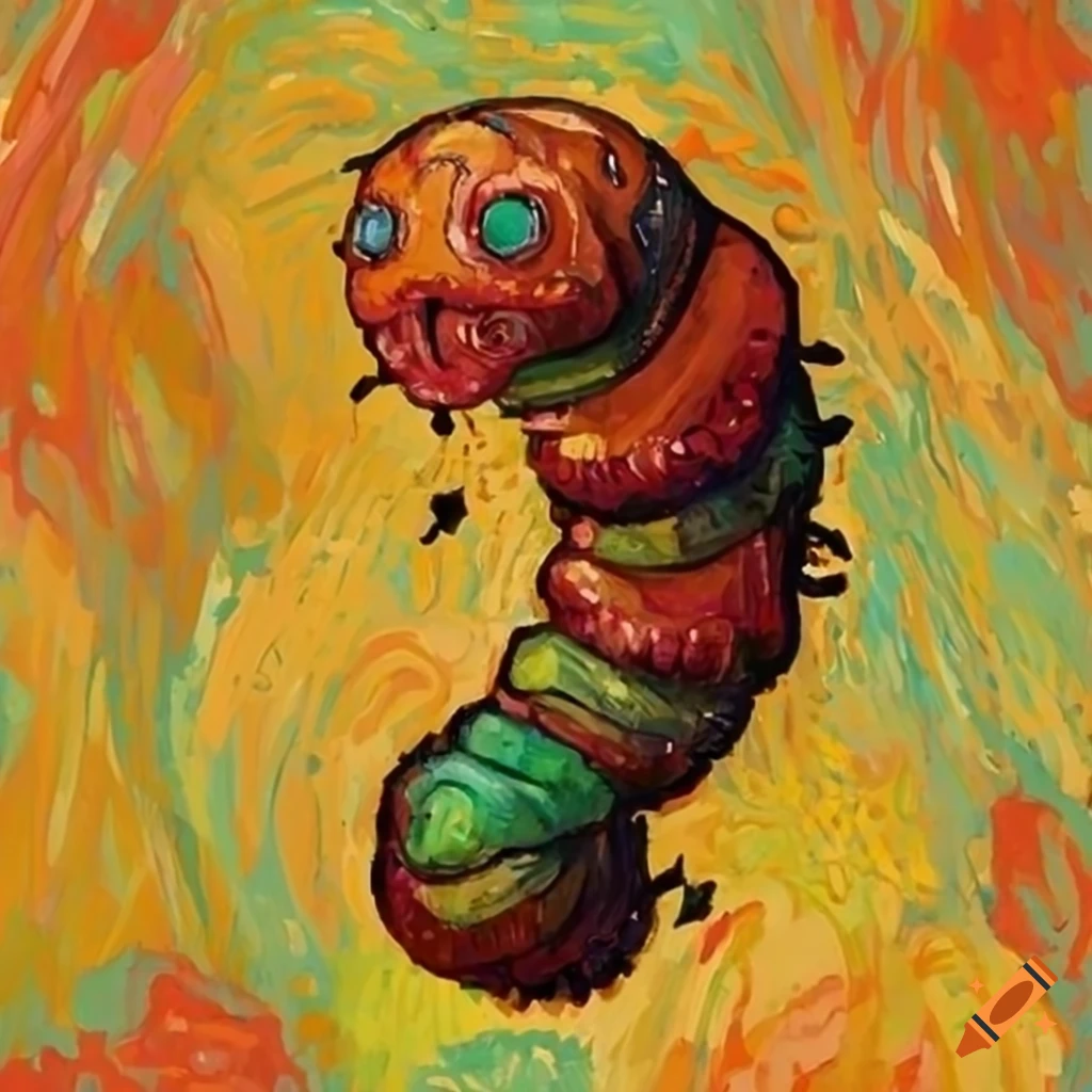 Grub worm painting inspired by van gogh on Craiyon